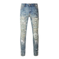 Men's Slim Fit Casual Jeans with Distressed Design