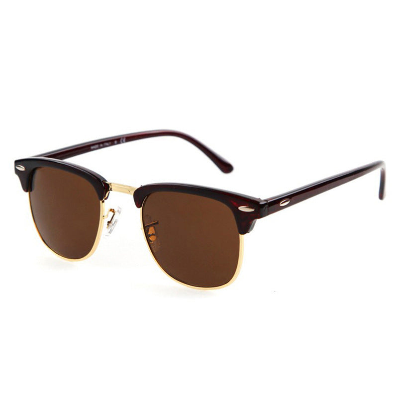 Retro Club Manager Sunglasses with Metal Half Frame