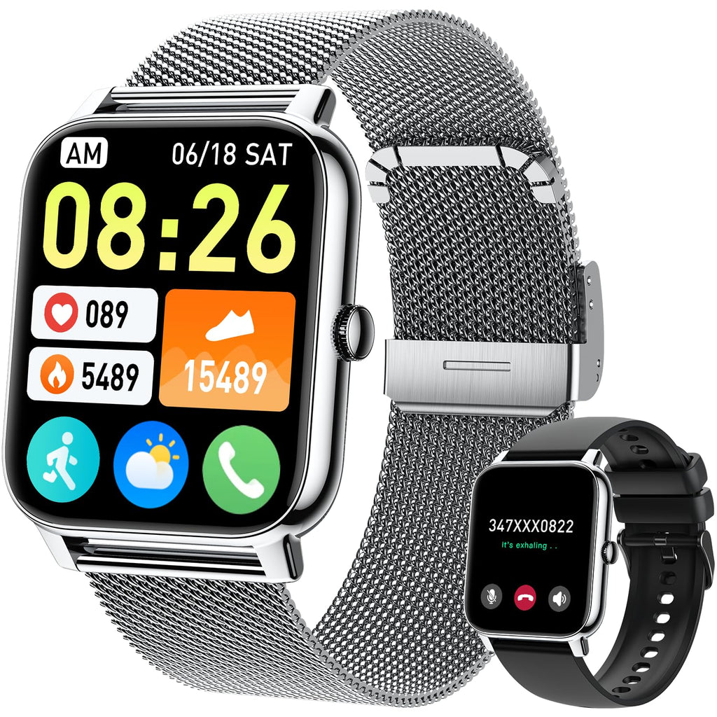 Smart Watch for Women Men Fitness: (Make/Answer Call) Bluetooth Smartwatch for Android Phones iPhone Waterproof Outdoor Sport Digital Running Watches Health Tracker Heart Rate Monitor Step Counter