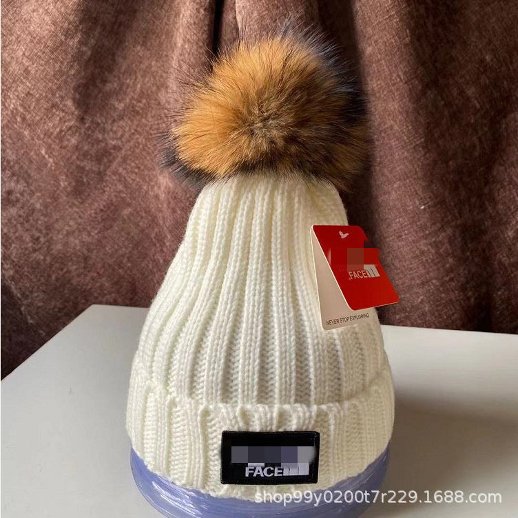 2023 New European Knit Beanie with Real Fur Pom-Pom
