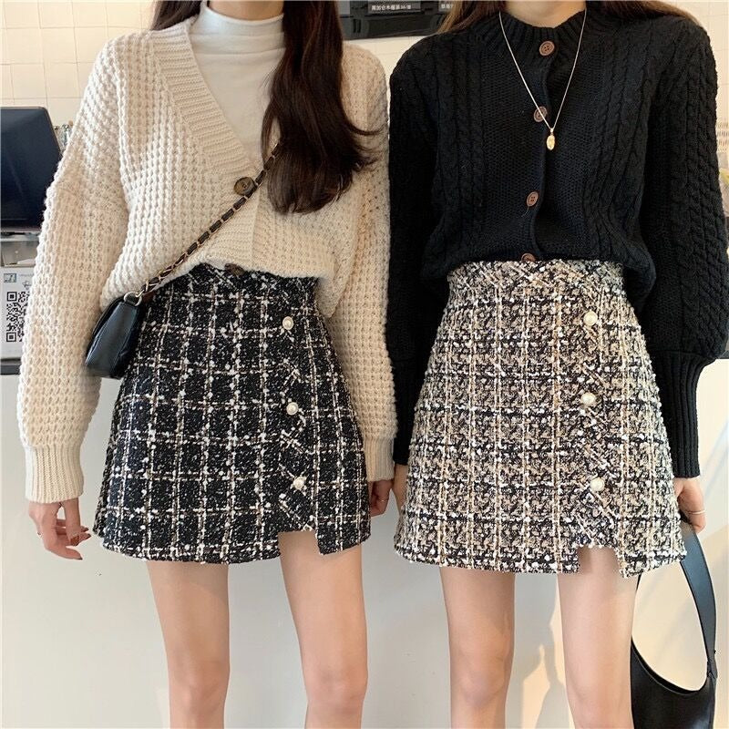 High Waist A-line Skirt with Slit for Women