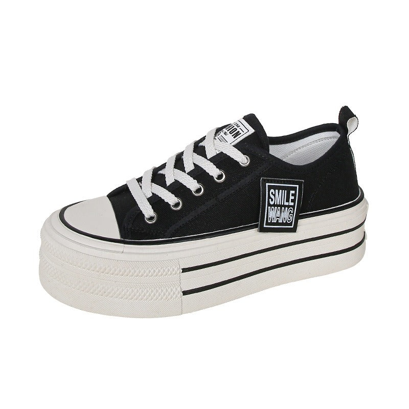 Women's Graphic Platform Canvas Lace-Up Sneakers