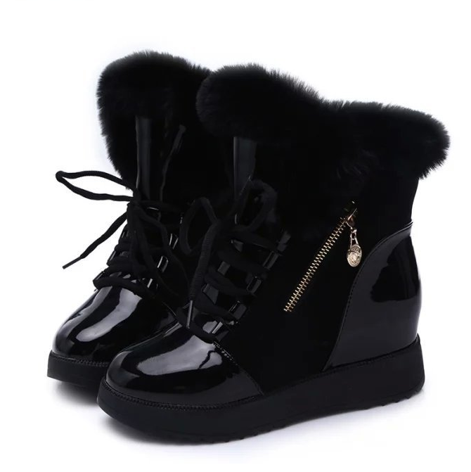 Thick-soled Warm Platform Color-block Mid-calf Martin Boots