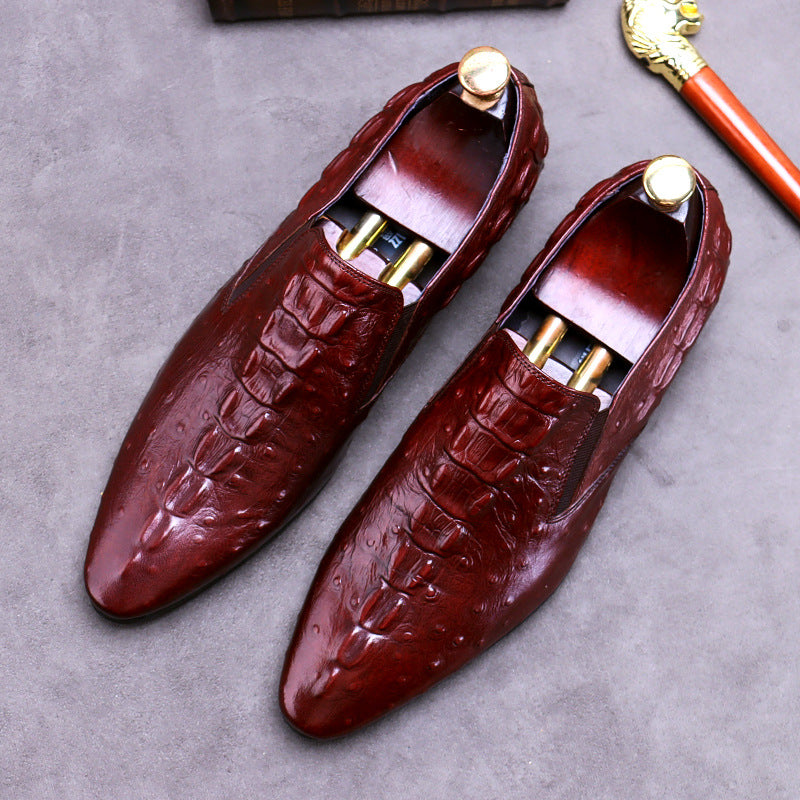 Crocodile Pattern Men's Dress Shoes - Casual Business Style