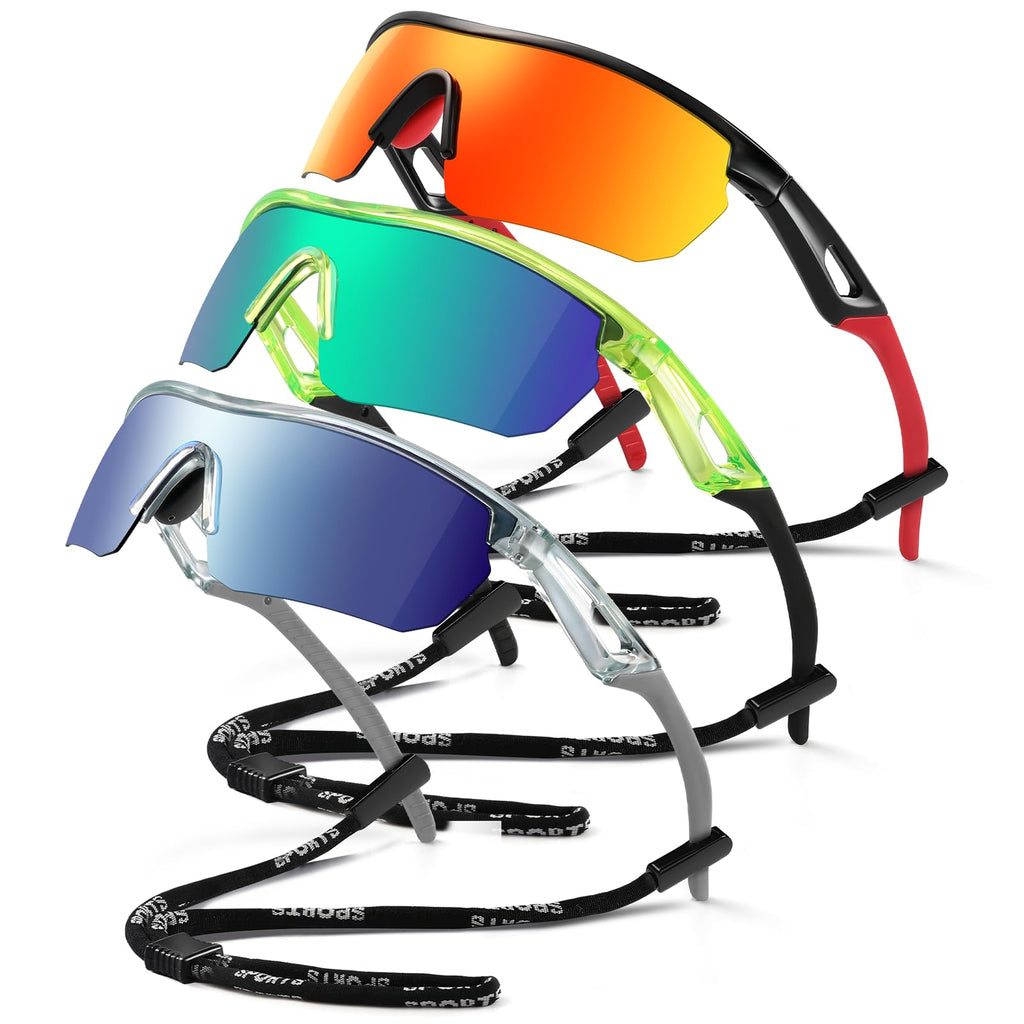 Vcarsian Kids Sunglasses Youth Baseball Sun Glasses Polarized Sports TR90 Lightweight UV400 Cycling Shades Frame Boys Girls