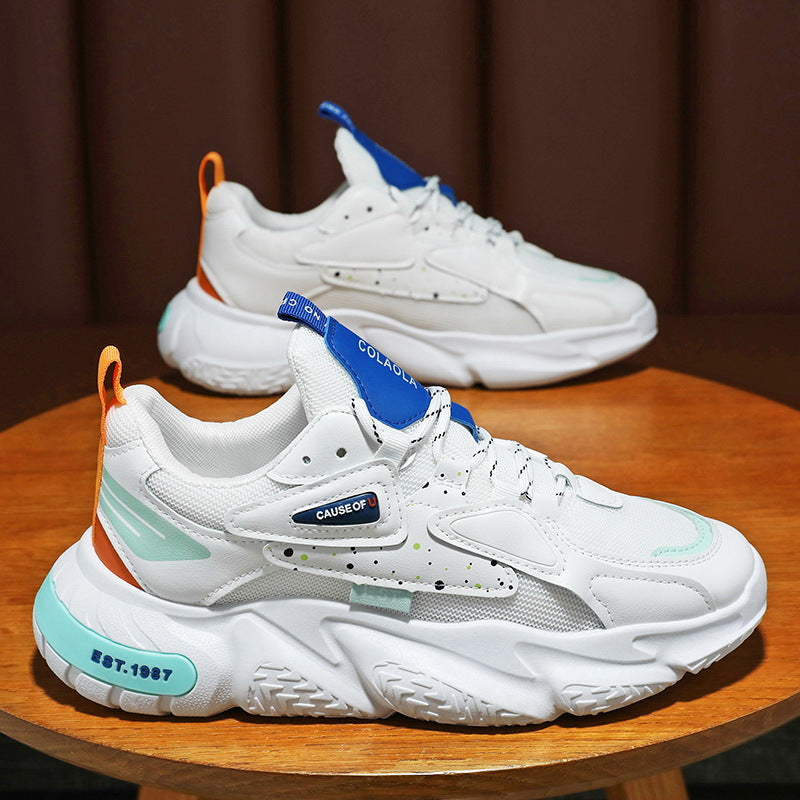 Spring Men's Breathable Casual Sneakers Thick Sole