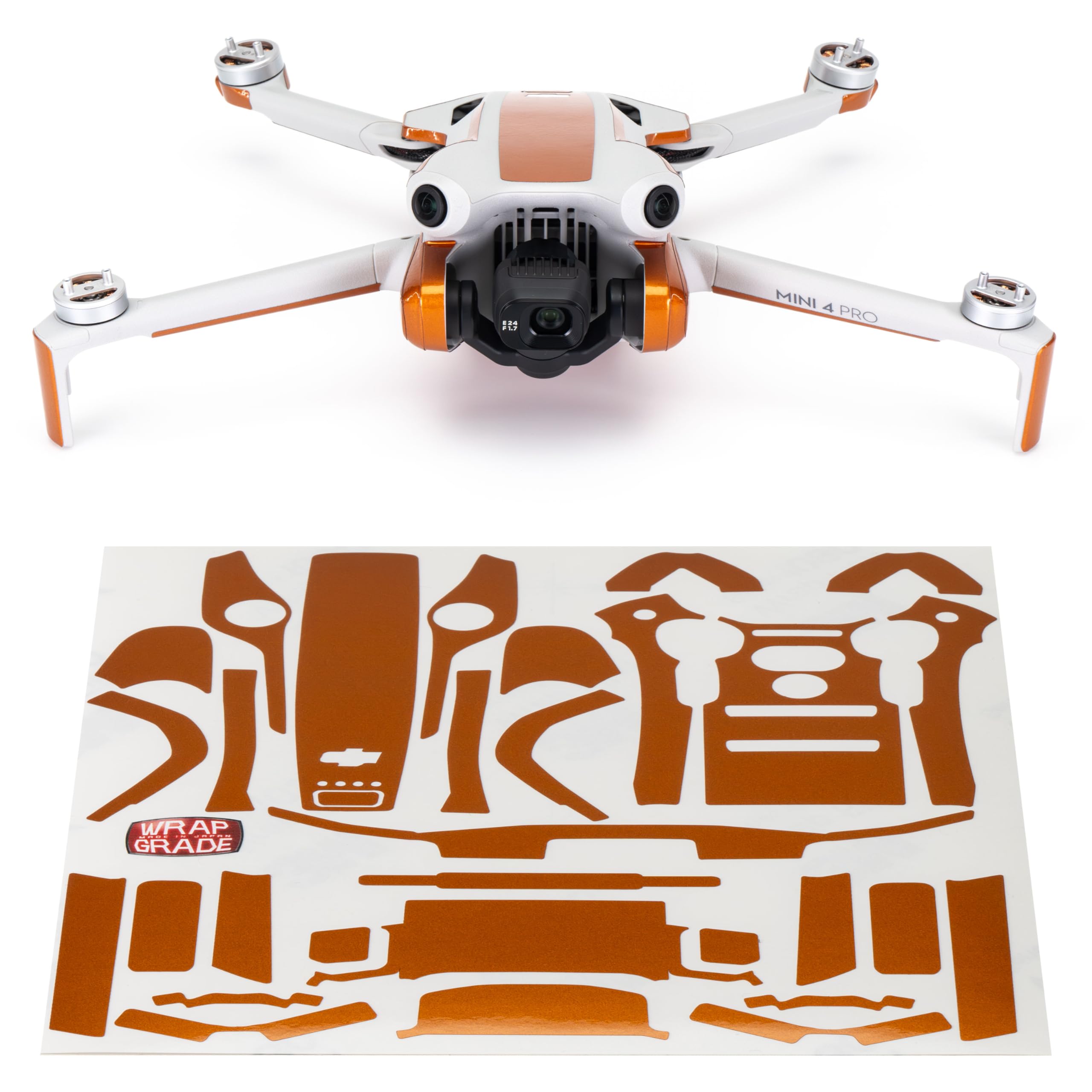 WRAPGRADE Skin Stickers Compatible with DJI Mini 4 Pro | Accent Color (Butterfly Copper)