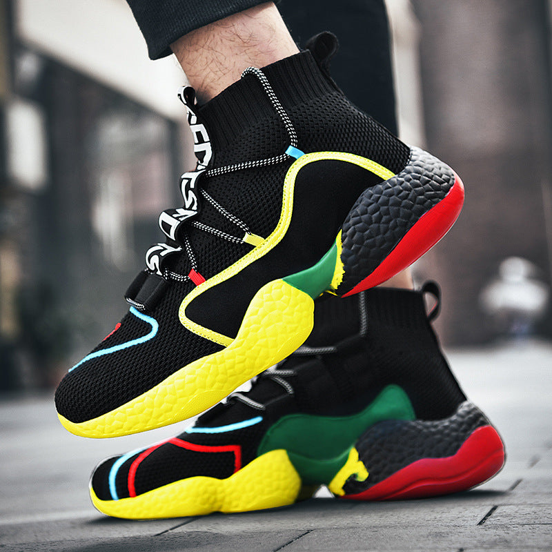 Men's High-Top Basketball Shoes - Breathable Fashion Sneakers