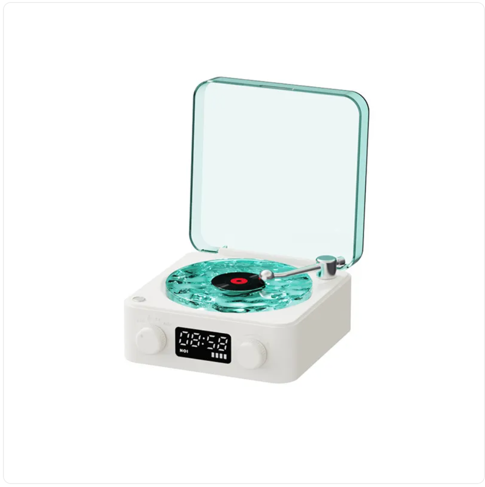 Retro Wireless Bluetooth Turntable Speaker with RGB Projection Lamp