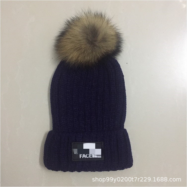 2023 New European Knit Beanie with Real Fur Pom-Pom