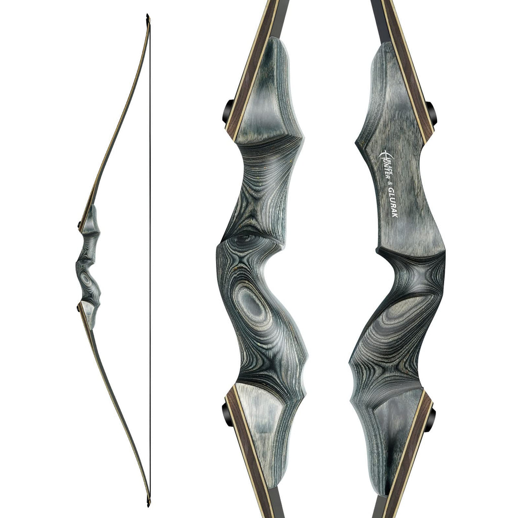 Black Hunter Takedown Longbow GLURAK 60" Wooden Archery Bow Hunting Bow - Right Hand Bow for Beginner Training Practice 30lb