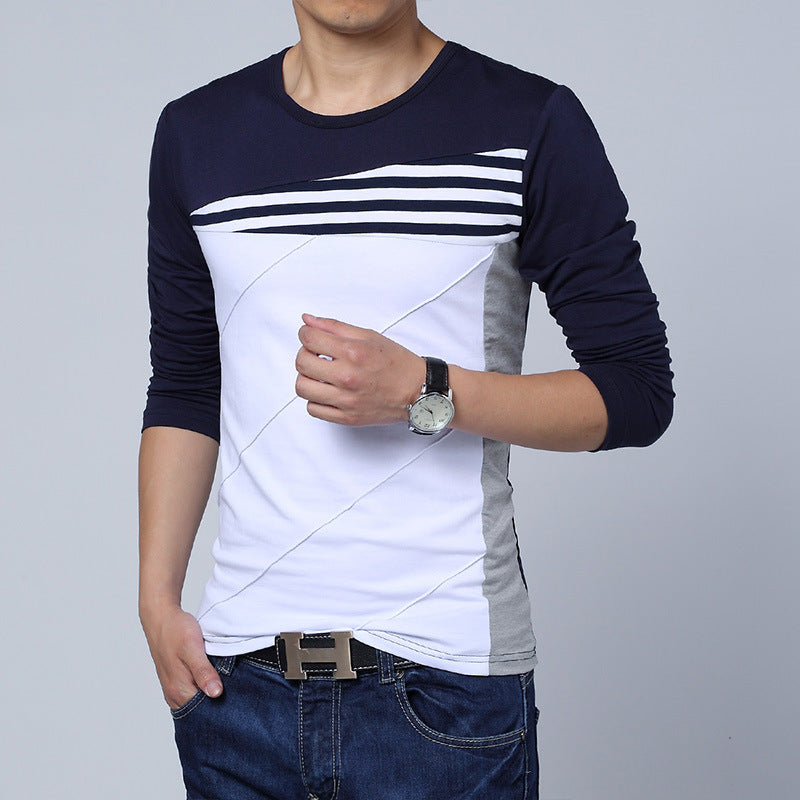 Color Block Long Sleeve Crew Neck T-Shirt