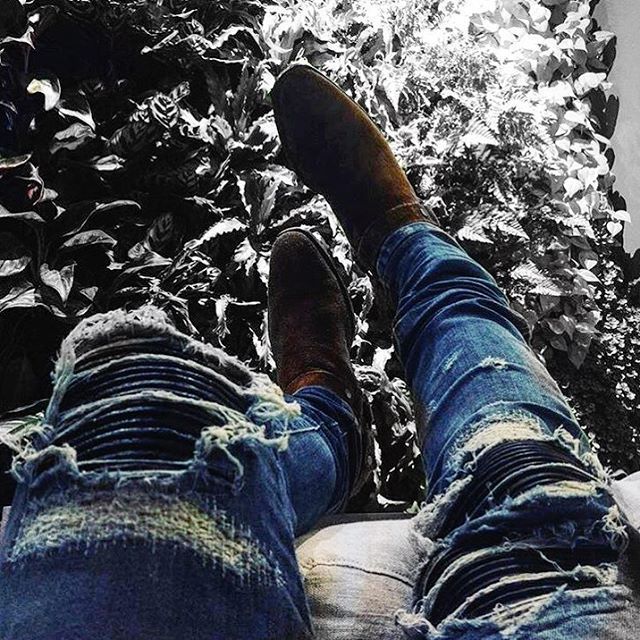 Men's Shredded Slim-Fit Motorcycle Jeans