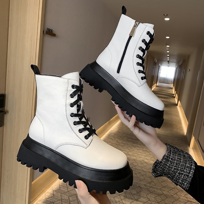 White Chunky Sole Women's Martin Boots - Fall/Winter 2020