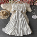 French Bubble Short Sleeve Off-Shoulder Dress 2021