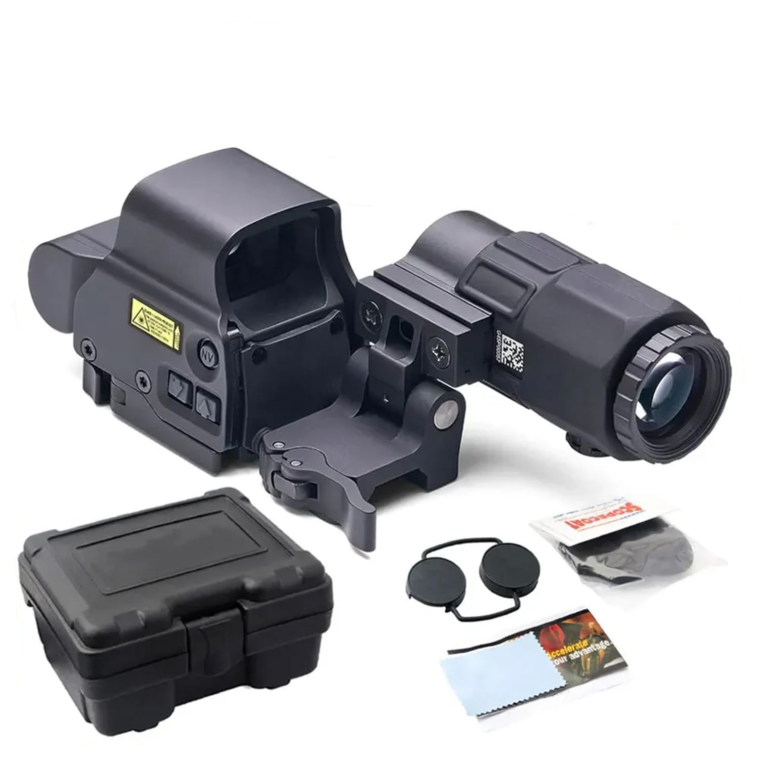 558+G45 5X Magnifier Holographic SightHolographic Collimator Sight Red Dot Optic Sight for Enhanced Accuracy and Targeting20mm Rail Mounts&Quick Detach Lever