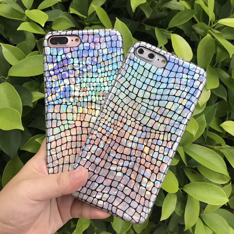 Iridescent Crocodile Pattern Silicone Phone Case