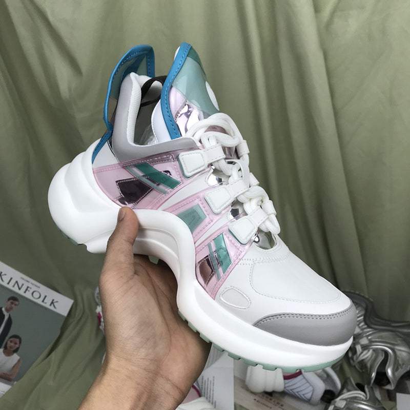 2020 New Women's Dad Shoes - Leather Thick Sole Sneakers