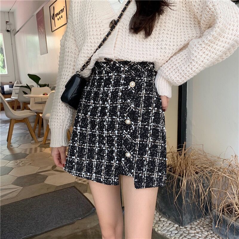 High Waist A-line Skirt with Slit for Women