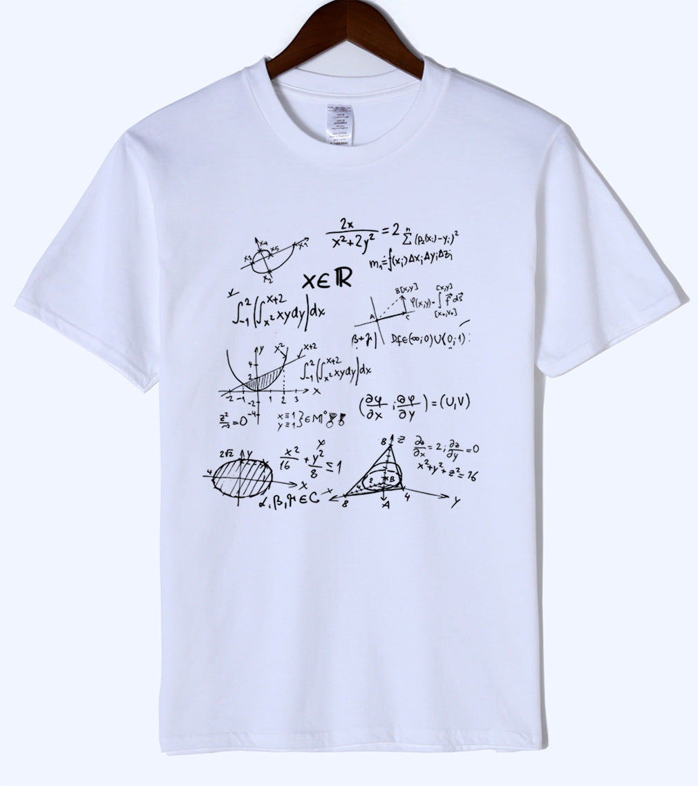 Math Formula Printed Cotton Crew Neck Men's T-Shirt