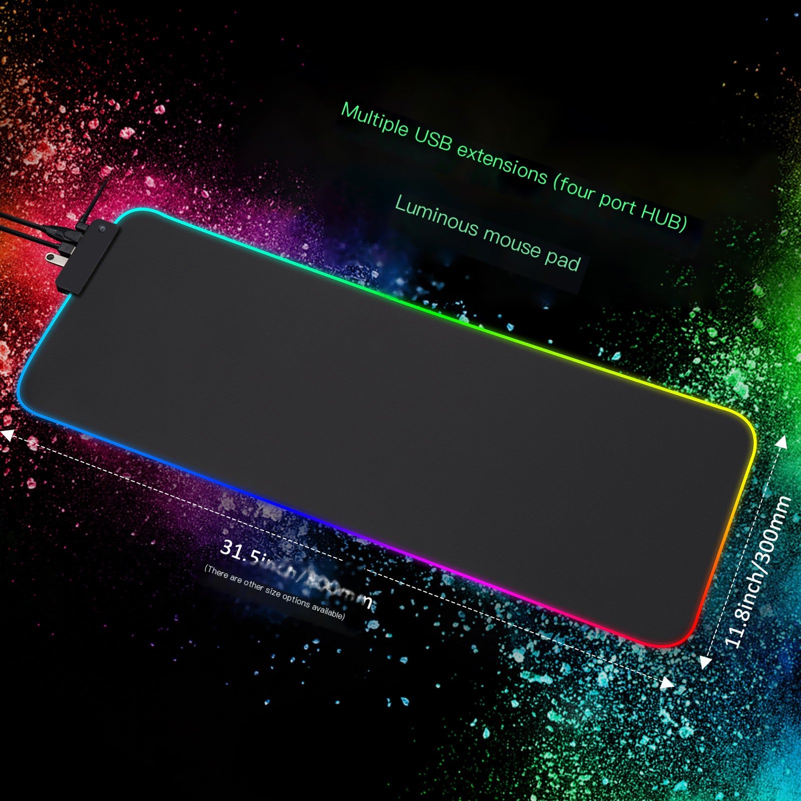 RGB Gaming Mouse Pad with Wireless Charging Hub