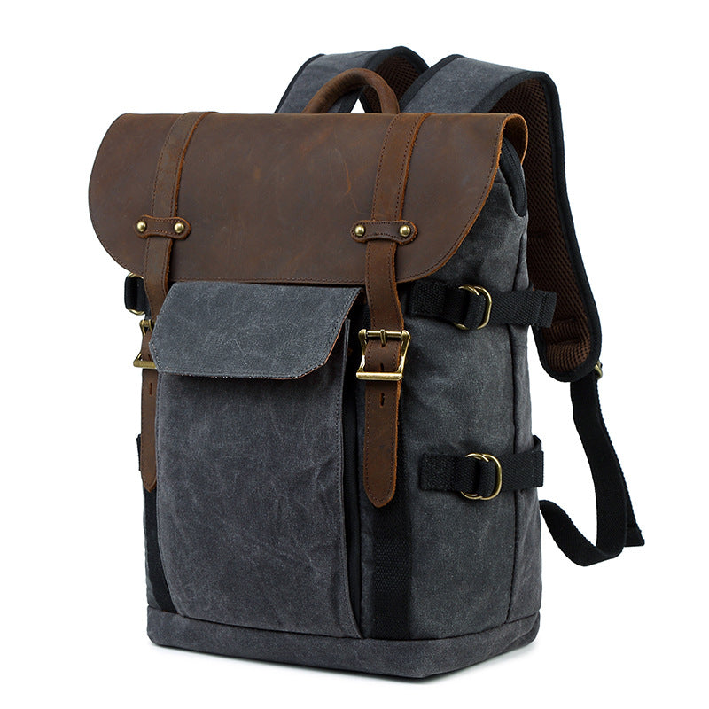 Canvas and Crazy Horse Leather DSLR Camera Backpack