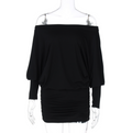 Sexy Off-Shoulder Pleated Bodycon Mini Dress