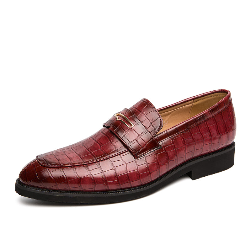 Men's Casual Low-Top Dress Shoes with Crocodile Pattern