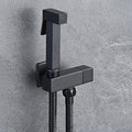 Square Black Brass Bidet Sprayer Set with Angle Valve