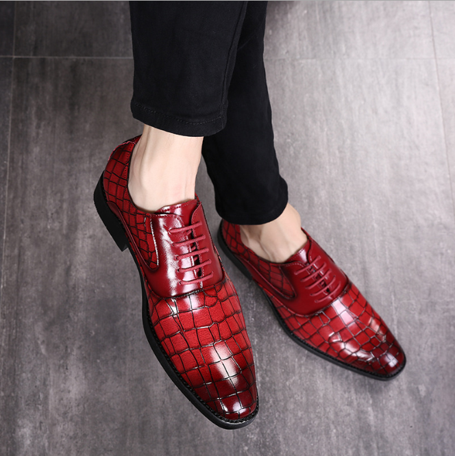 Men's Business Leather Shoes with Crocodile Pattern