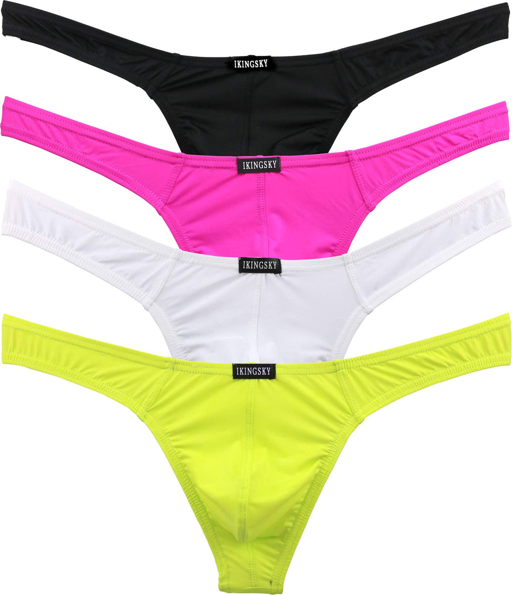 IKINGSKY Mens Low Rise Bulge Thong Sexy Mens Underwear Soft T-back Under Panties for Men (XX-Large 4 Pack-C)