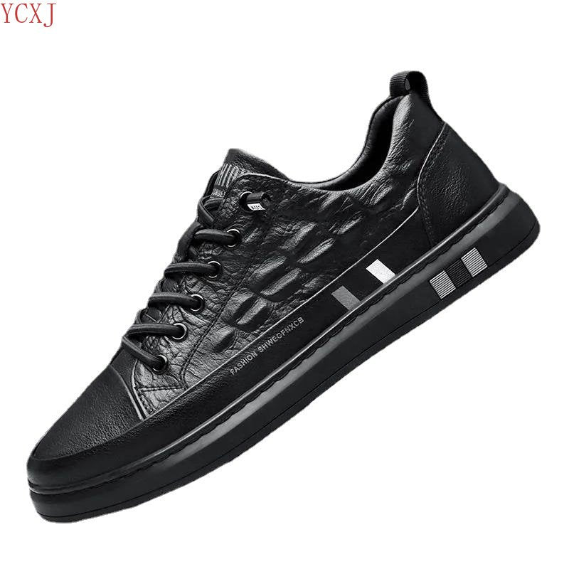 Trendy Breathable White Crocodile Pattern Men's Shoes