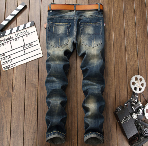 Trendy Ripped Straight Men's Jeans in European Style