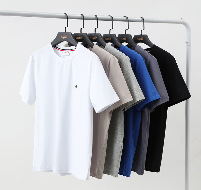 Comfortable Solid Color Cotton Crew Neck T-Shirt