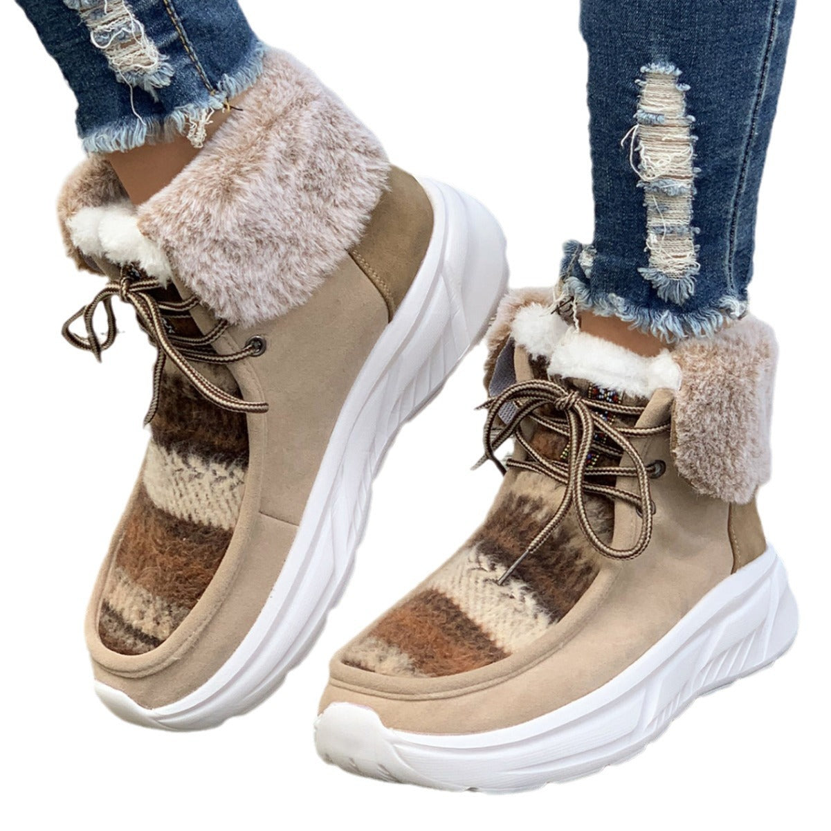 Winter Thick Sole Women's Snow Boots with Fur Lining