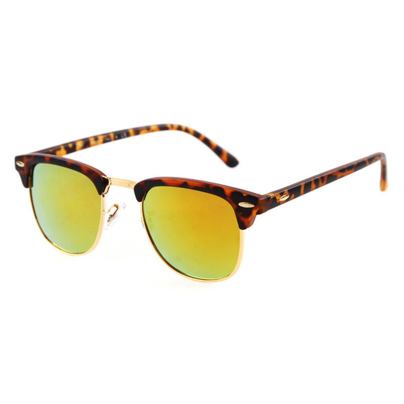 Retro Club Manager Sunglasses with Metal Half Frame