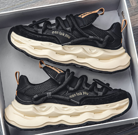 Trendy Color Block Thick Sole High-Top Men's Sneakers