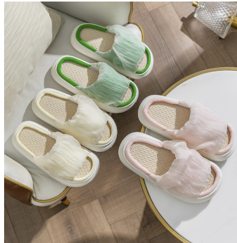 Warm Woolen Cotton Slippers for Women with Thick Sole