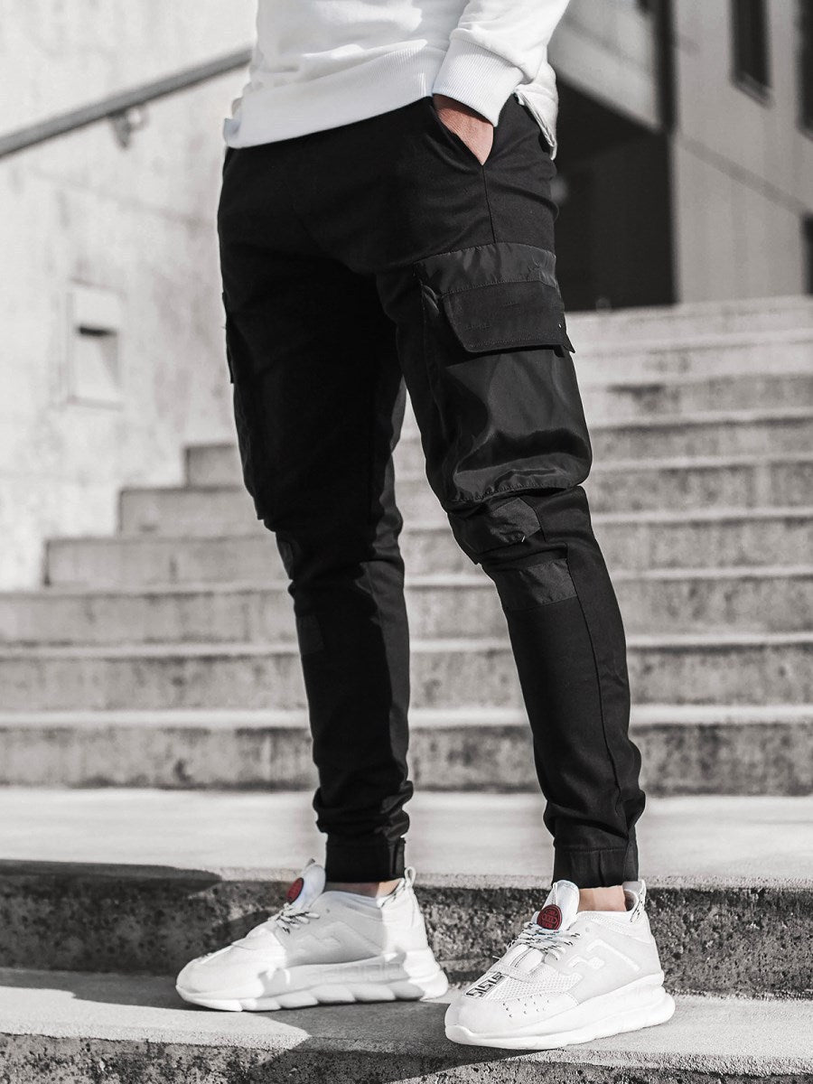 Straight Mid-Waist Casual Pants with Tapered Legs