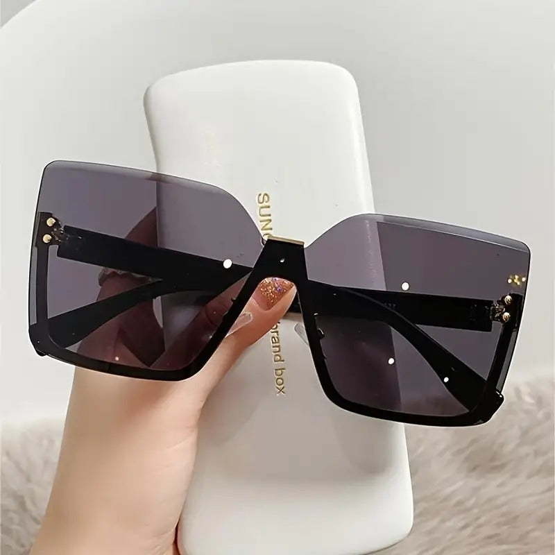 Slim Half-Frame Metal Sunglasses for Women