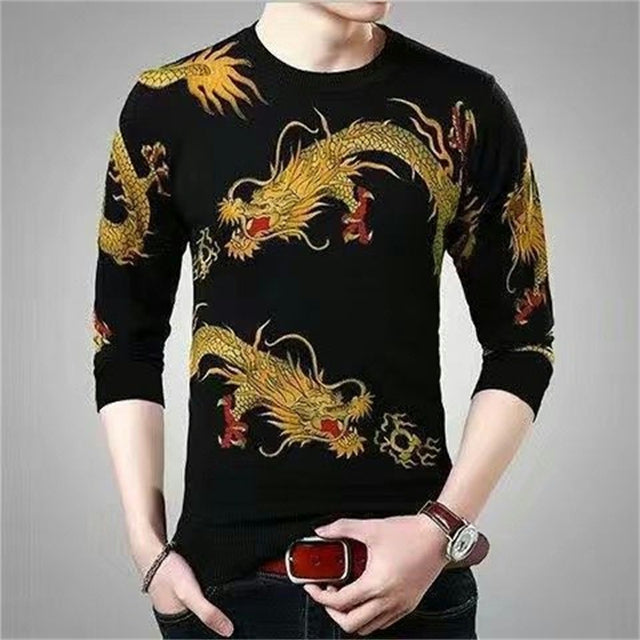 Men's 3D Printed Dragon Tiger Long Sleeve T-Shirt