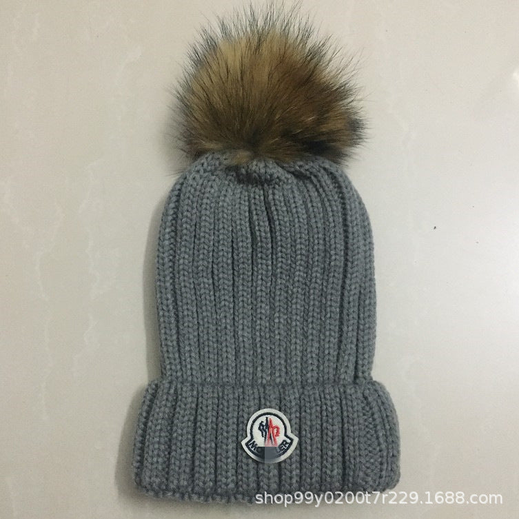 2023 New European Knit Beanie with Real Fur Pom-Pom