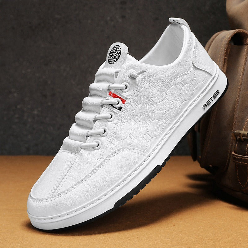Trendy Slip-On Men's Casual Leather Sneakers for Autumn