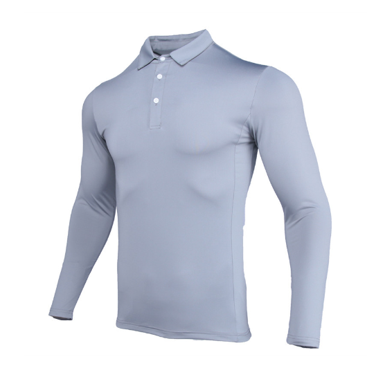 Men's Athletic Long Sleeve Polo Shirt - Quick Dry Fitness