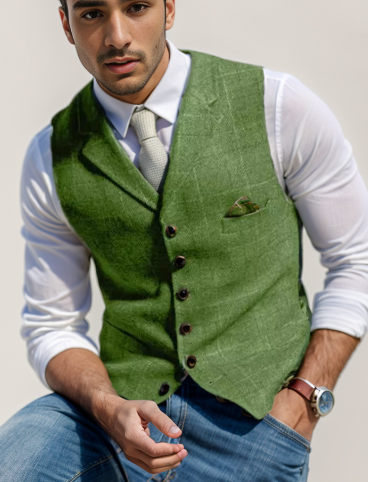 WOLFF Men's Casual Checkered Vest (One Piece)