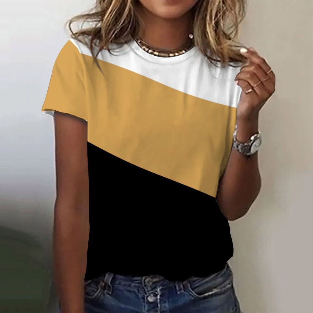 2018 Summer Women's Pocket Print Striped T-Shirt