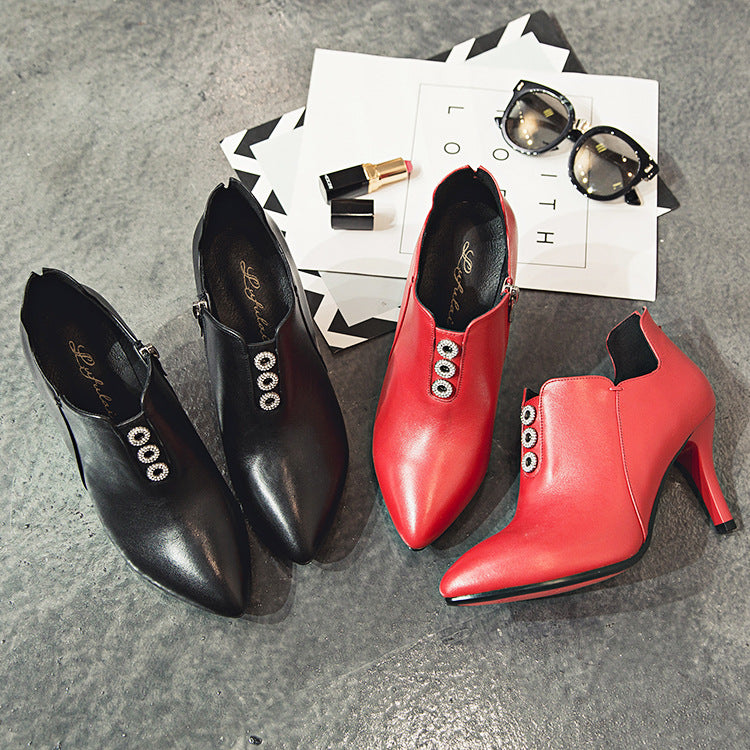 Women's Pointed Toe High Heel Leather Fashion Shoes