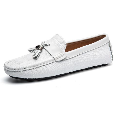 Crocodile Pattern Genuine Leather Casual Loafers