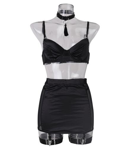 High Waist Slim Satin Skirt with Side Slit