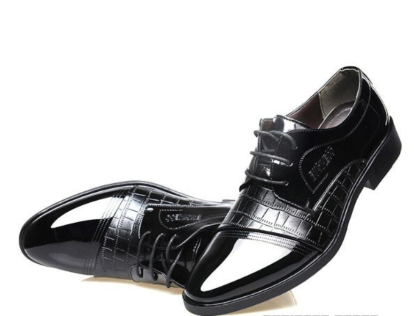 Men's Crocodile Pattern Pointed Leather Shoes